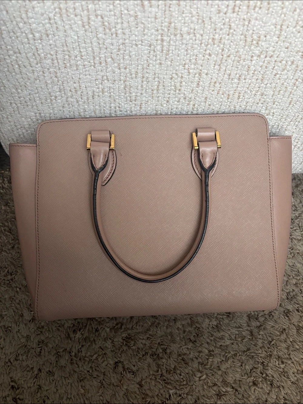 Prada Saffiano Leather Handbag in Cipria Gold Hardware (COMES WITH AUTH CARDS)